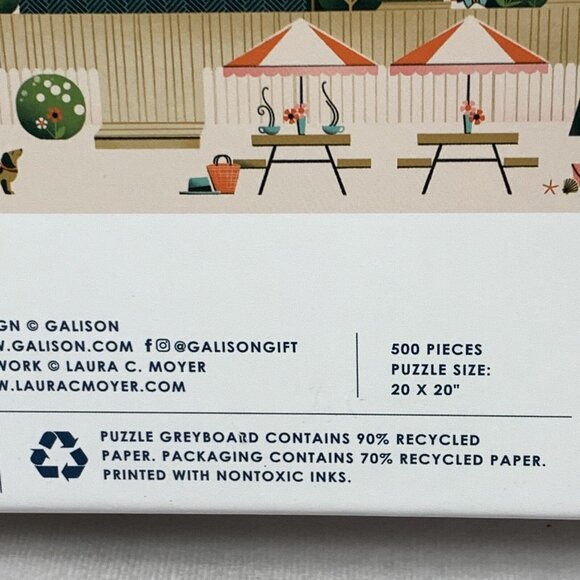 Galison Jigsaw Puzzle Beside the Sea 500 Piece 20" x 20" Boats Ocean Seaside New - Picture 4 of 4